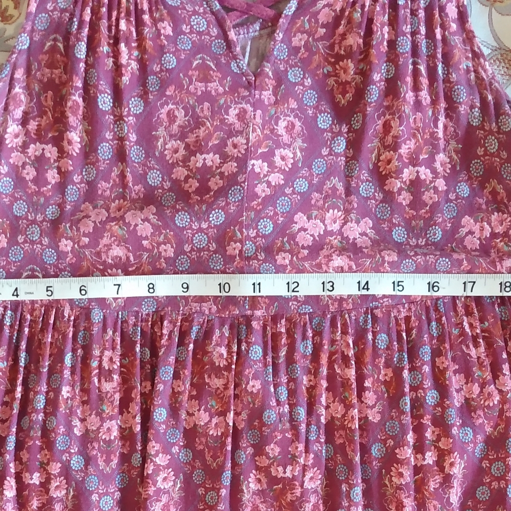 🆓🆓🆓Rewind Sleeveless Large Tunic Top/Mini Dress in Pretty Pink Rayon Blend - Picture 8 of 9